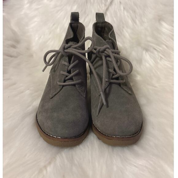 White Mountain Gray Leather Lambert Wedge Lace Up Boots Size 7 - Picture 2 of 6